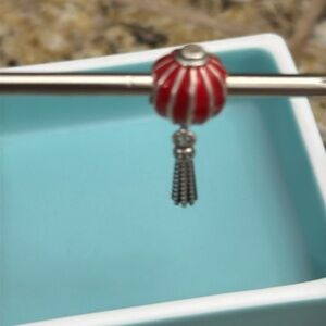 Holiday Brighton Silver Red Hot Air Balloon Charm / Bead NWOT